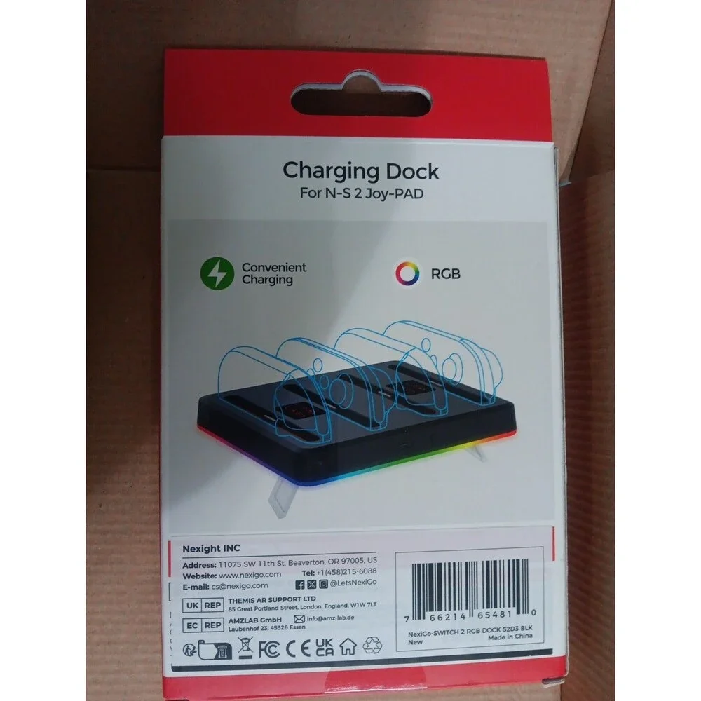 NexiGo 4-in-1 Charging Dock for Nintendo Switch 2 Joy-Con with RGB Lights Modes